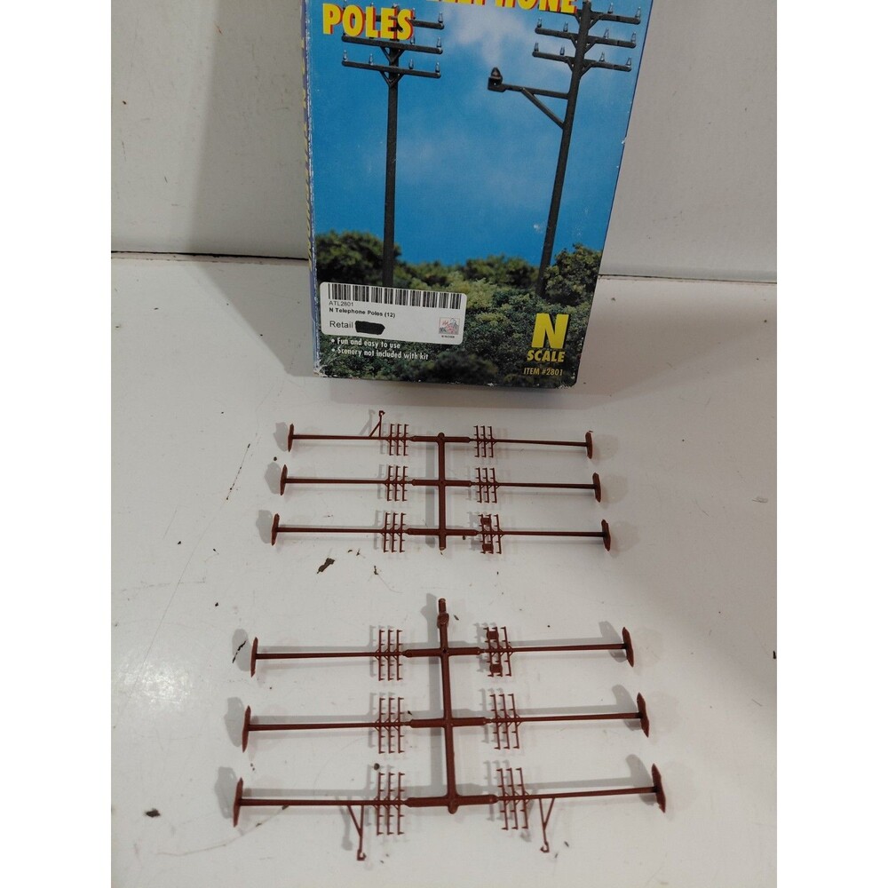 NOB Atlas 2801 Trains N Gauge Model Railroad Scenery Telephone Poles 12 Pack